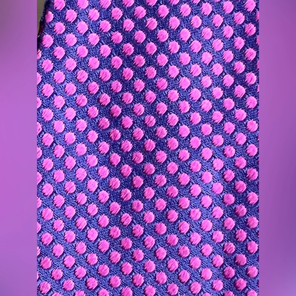 🟣🩷 Adjustable Self-Tie Bow Tie by Ted Baker | Purple with Pink Dots - Picture 4 of 17